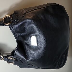 Orvieto large black pebbled leather hobo shoulder handbag